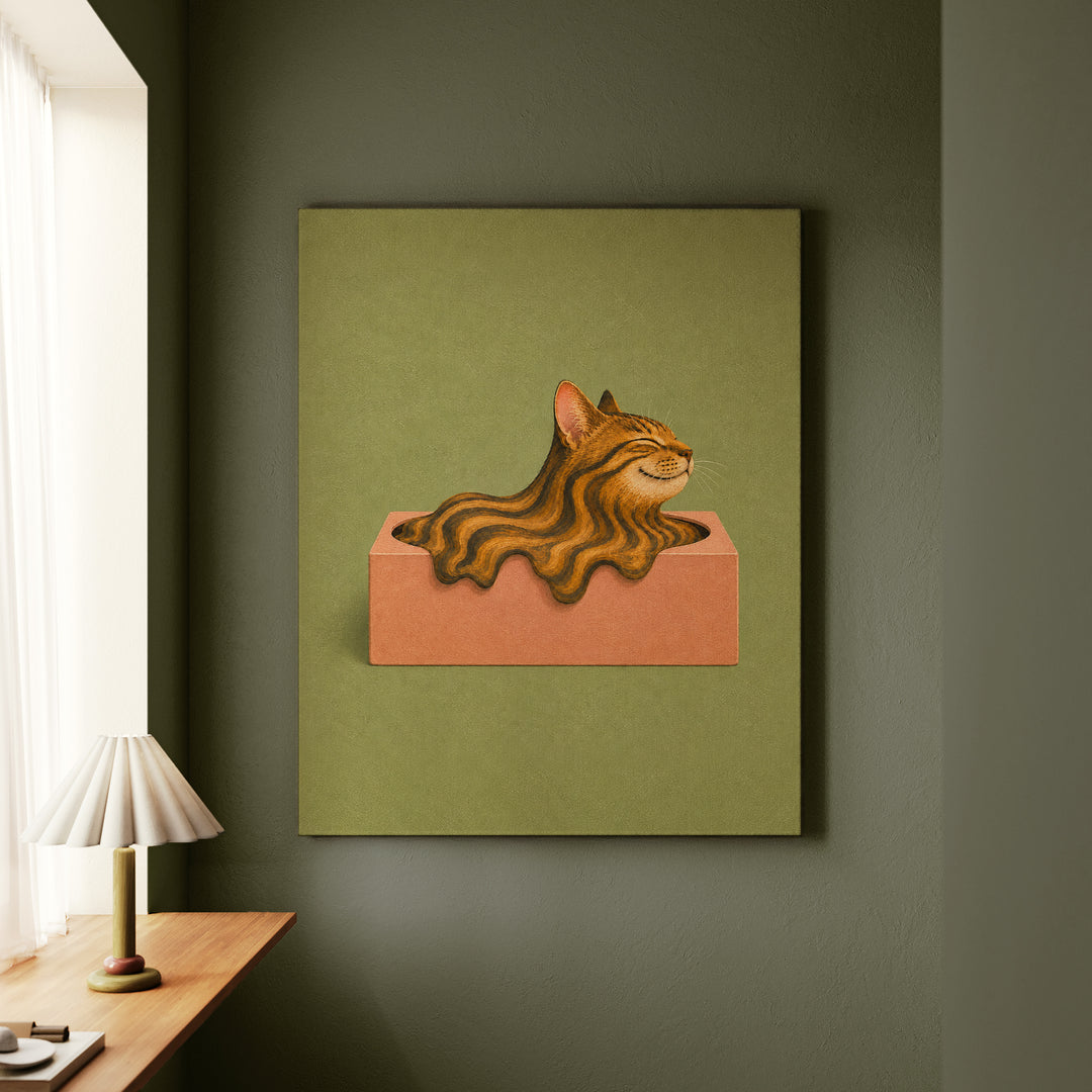 Box Logic II – Funny Cat Art with a Tissue Carton and Liquid Physics – Canvas Wall Art