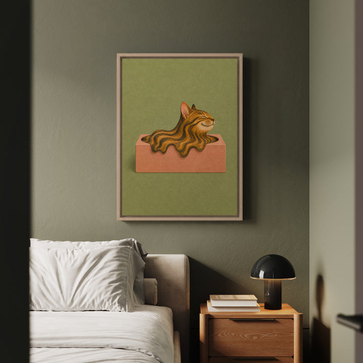 Box Logic II – Funny Cat Art with a Tissue Carton and Liquid Physics – Framed Canvas Wall Art