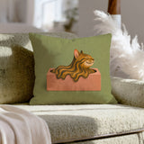 Box Logic II – Funny Cat Decor with a Tissue Carton and Liquid Physics – Throw Pillow