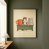 Teacher Fuel – Teacher Wall Art with a Cat and a Grading Mountain – Canvas Wall Art