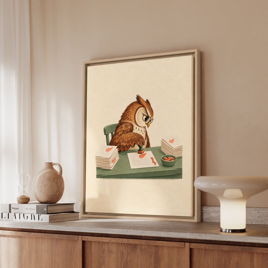 Grade Expectations – Classroom Wall Art with an Owl Stamping Wing Prints – Framed Canvas Wall Art