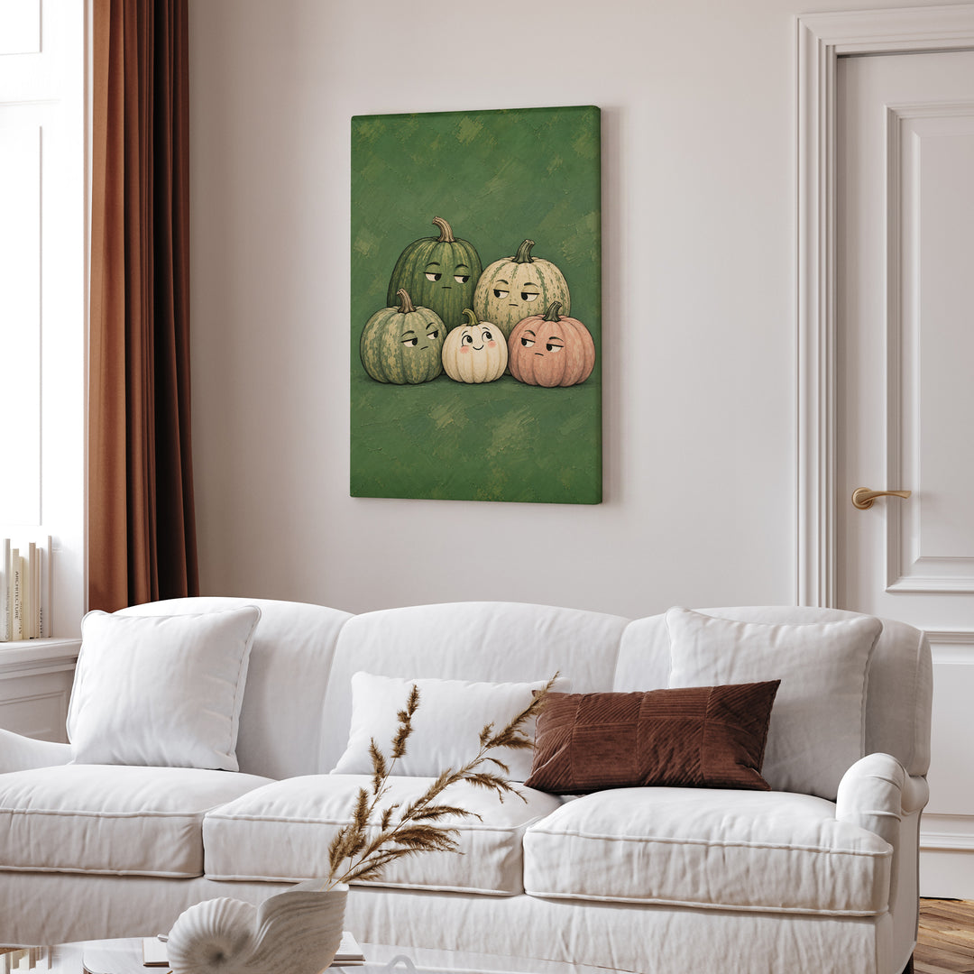 Pumpkin Committee – Pumpkin Wall Art with a Group Portrait of Gourds – Canvas Wall Art