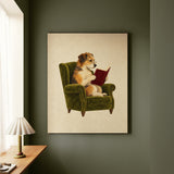 Well Read II – Bookish Wall Art with Spectacles and a Velvet Chair – Canvas Wall Art