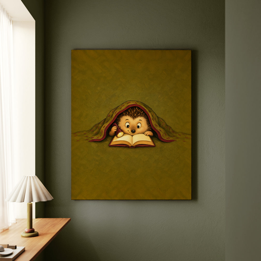 Reading Light – Library Wall Art with a Flashlight Under the Blanket – Canvas Wall Art