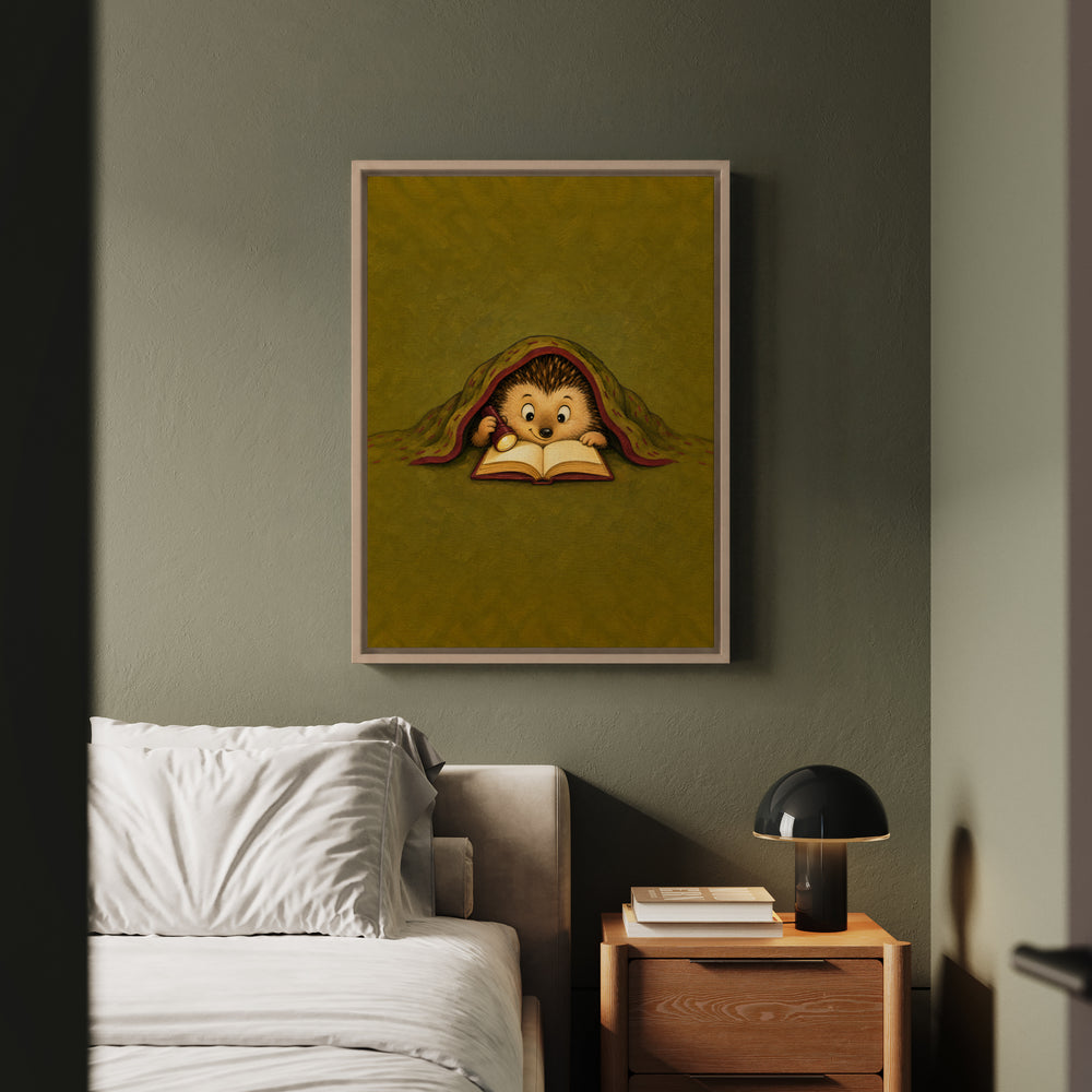 Reading Light – Library Wall Art with a Flashlight Under the Blanket – Framed Canvas Wall Art