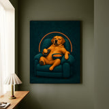 Man Cave Manager – Designer Wall Art with a Recliner and Neon Glow – Canvas / Framed Canvas