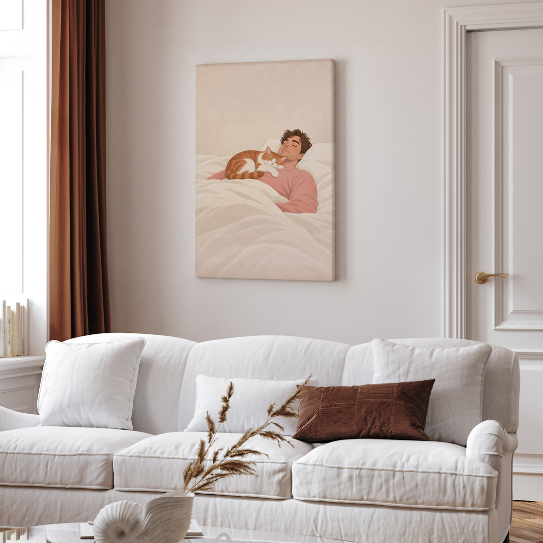 Do Not Wake – Bedroom Wall Art with a Sleeper on a Human Chest – Canvas Wall Art