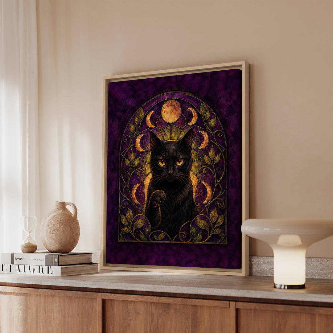 Whimsigoth Window – Whimsigoth Decor with a Stained Glass Silhouette – Framed Canvas Wall Art