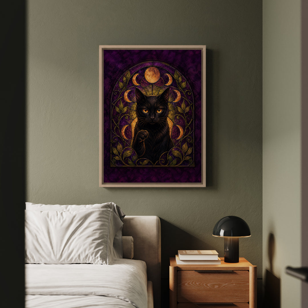 Whimsigoth Window – Whimsigoth Decor with a Stained Glass Silhouette – Framed Canvas Wall Art