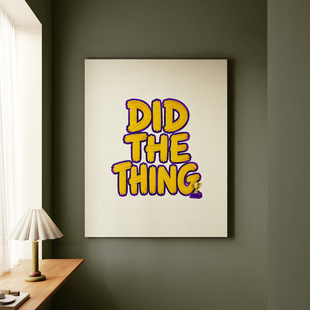 Congratulations On Doing The Thing – Funny Wall Art with a Tiny Gold Trophy Engraved – Canvas Wall Art