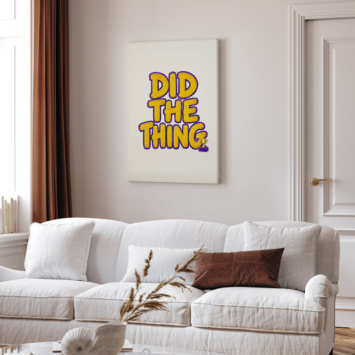 Congratulations On Doing The Thing – Funny Wall Art with a Tiny Gold Trophy Engraved – Canvas Wall Art