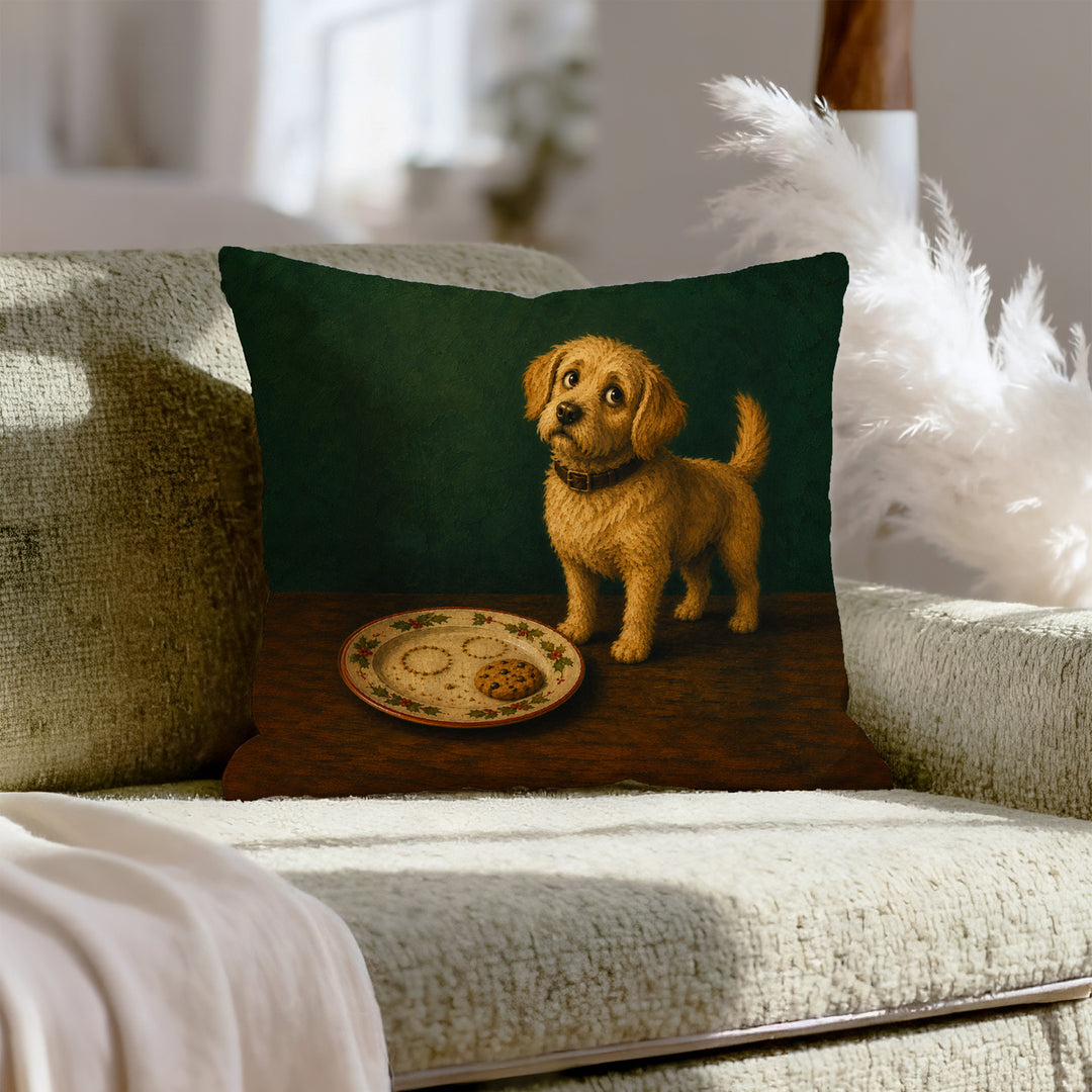 Cookie Quality Control – Christmas Wall Art with a Guarded Plate at Midnight – Pillow / Cover