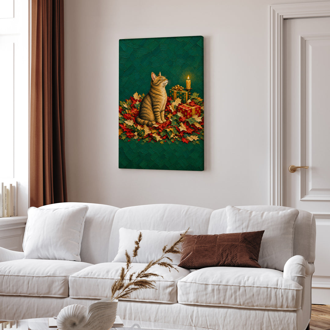 The Unwrapper – Christmas Wall Art with a Storm of Shredded Paper – Canvas / Framed Canvas
