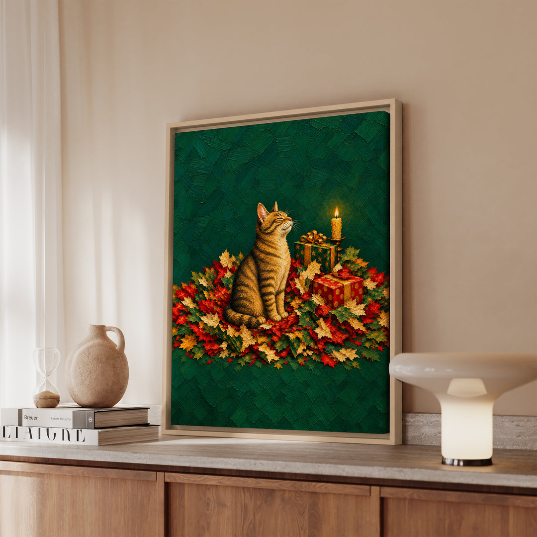 The Unwrapper – Christmas Wall Art with a Storm of Shredded Paper – Framed Canvas Wall Art