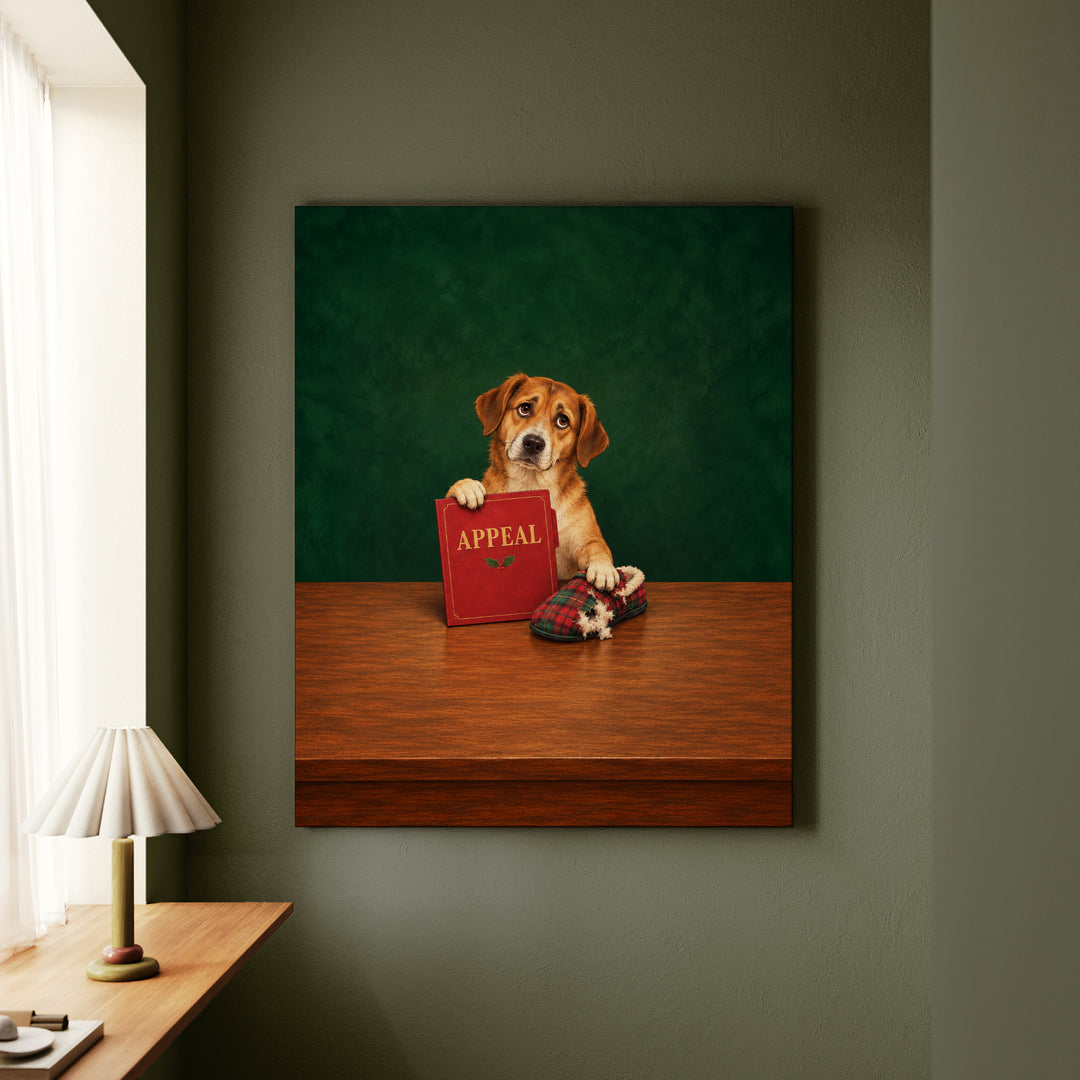 Naughty List Appeal – Christmas Wall Art with a Folder at Santa's Desk – Canvas Wall Art