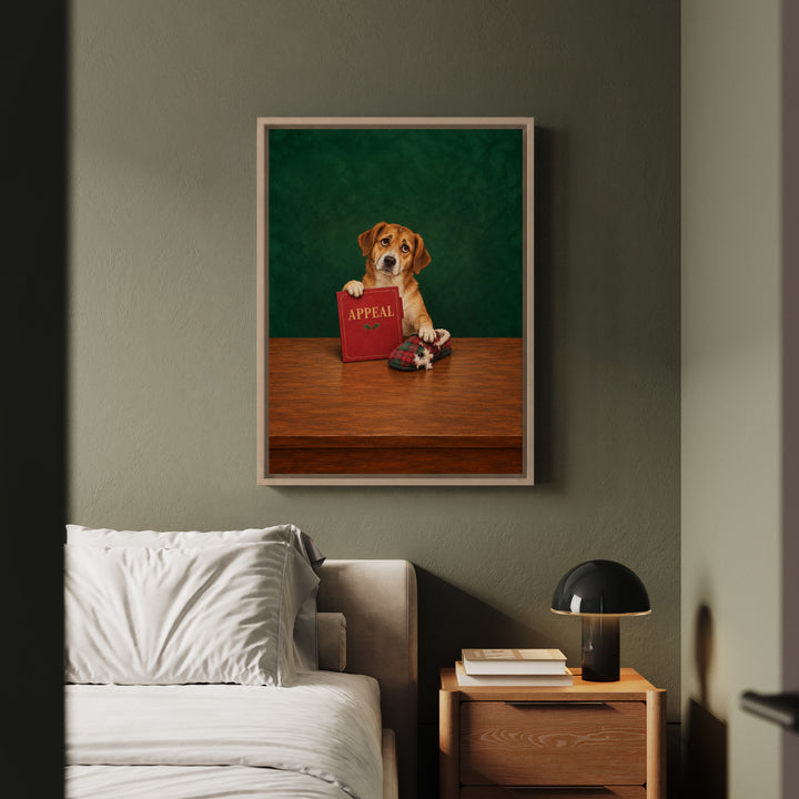 Naughty List Appeal – Christmas Wall Art with a Folder at Santa's Desk – Framed Canvas Wall Art