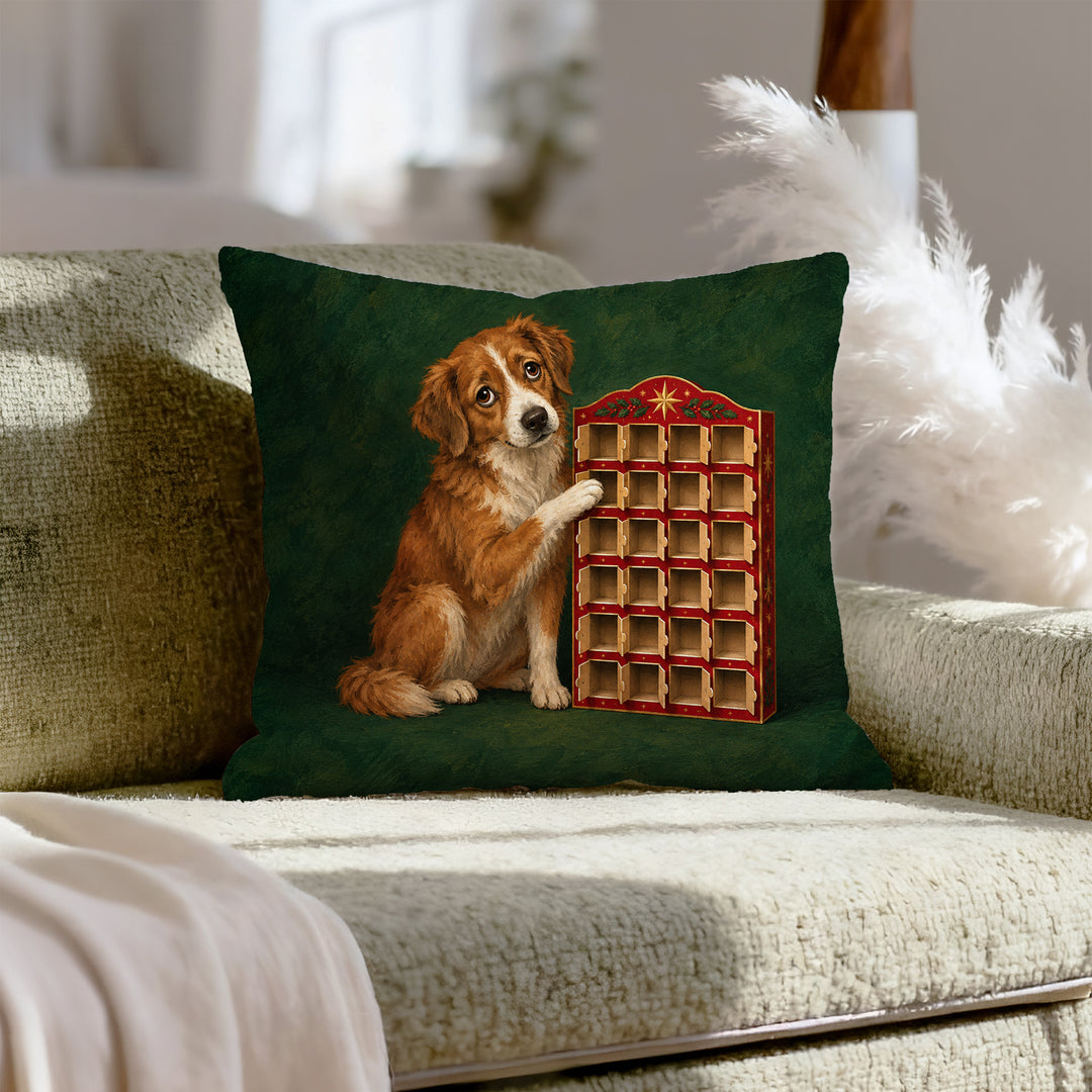 Advent Audit – Christmas Decor with All 24 Doors Already Open – Throw Pillow