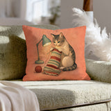 One More Row – Yarn Decor with Clicking Needles at 2 AM – Throw Pillow