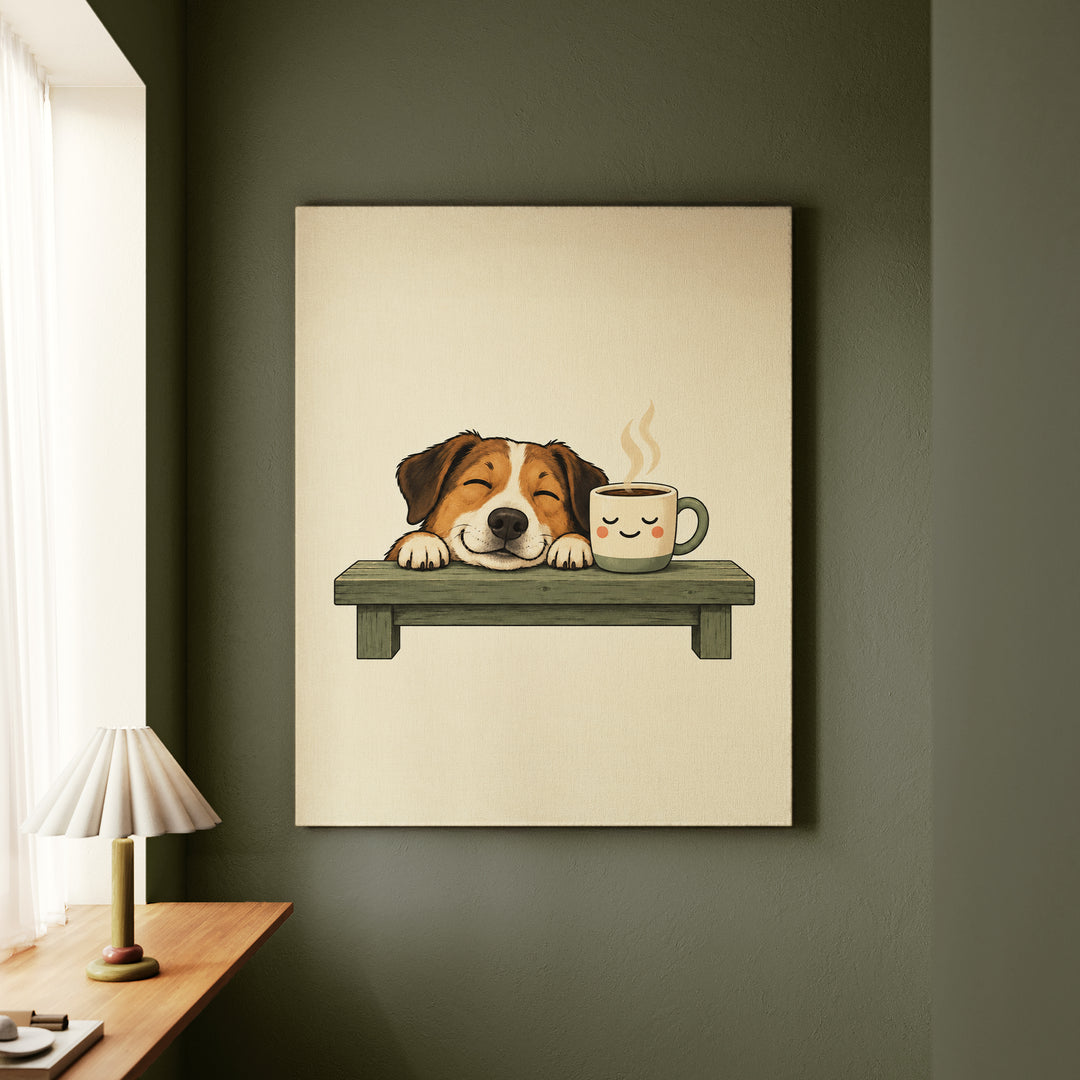 Dog Dad Fuel – Dog Dad Art with a Workbench Mug and a Chin Rest – Canvas Wall Art