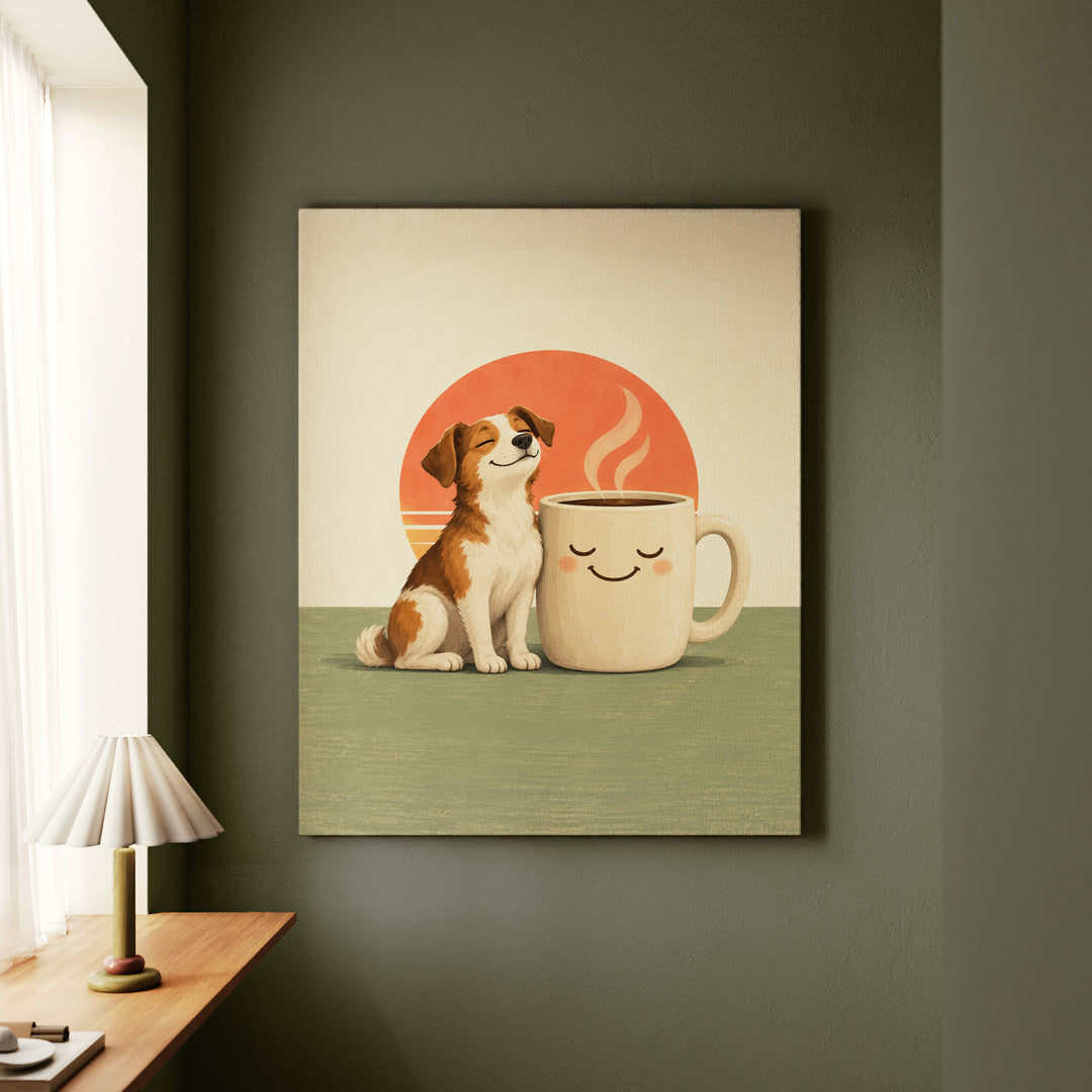 Dog Mom Fuel – Dog Mom Art with a Sunrise Coffee Supervision – Canvas Wall Art