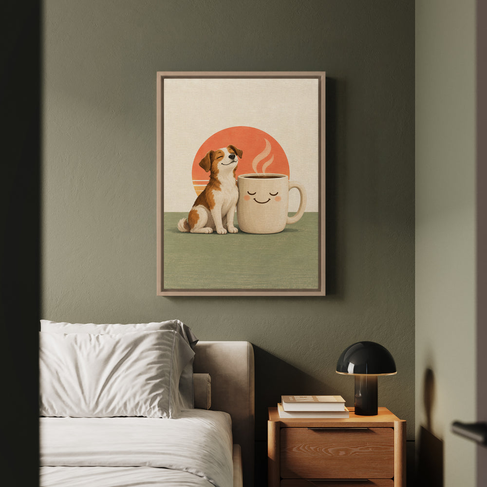Dog Mom Fuel – Dog Mom Art with a Sunrise Coffee Supervision – Framed Canvas Wall Art