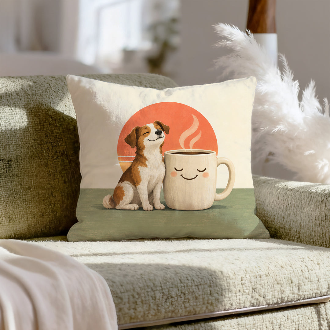 Dog Mom Fuel – Dog Mom Decor with a Sunrise Coffee Supervision – Throw Pillow