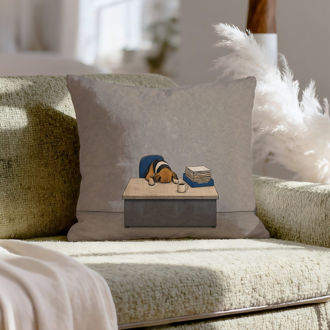 Monday Energy – Funny Office Decor with a Desk Slump and Full Inbox – Throw Pillow