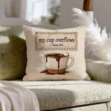 My Cup Overflows – Psalm Decor with a Stitched Linen Look – Throw Pillow
