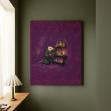 Potion Inventory, 3AM – Witchy Shelf Decor with an Opossum Counting Jars – Canvas Wall Art