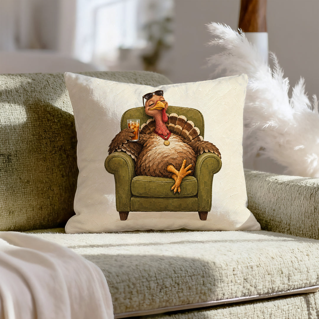 The Pardoned – Turkey Decor with a Tiny Medal and Deep Relaxation – Pillow Cover