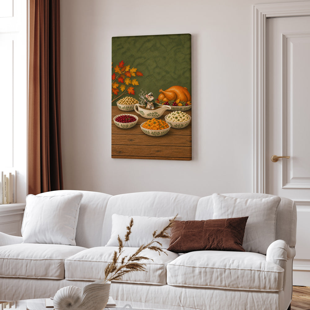 The Gravy Regatta – Kitchen Wall Decor with a Mouse Sailing the Sauce – Canvas Wall Art