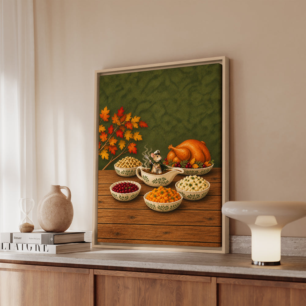 The Gravy Regatta – Kitchen Wall Decor with a Mouse Sailing the Sauce – Canvas / Framed Canvas