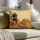 The Breakfast Auditor – Kitchen Decor with a French Press and Jam Jar – Throw Pillow