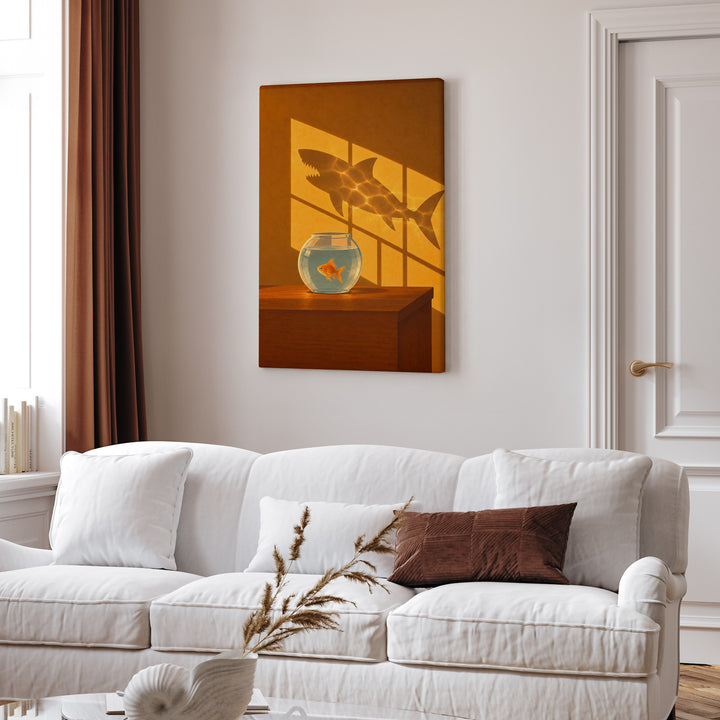Big Ideas – Funny Office Wall Art with a Goldfish Casting Shadows – Canvas Wall Art
