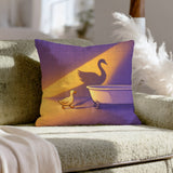 Management Material – Bathroom Decor with a Duck and a Clawfoot Tub – Throw Pillow