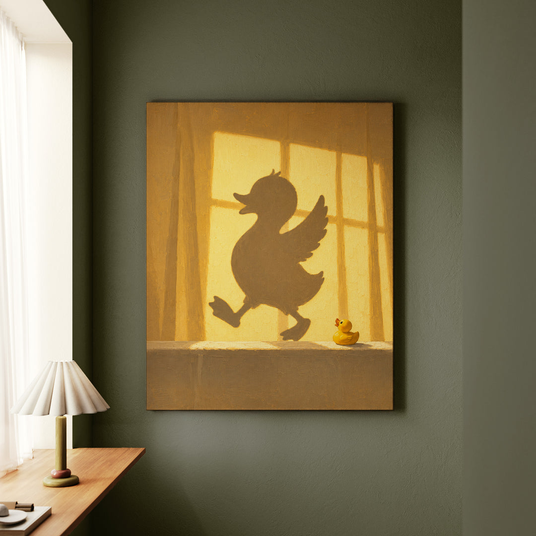 Gone Swimming – Bathroom Wall Art with a Sunlit Curtain and Cross Light – Canvas Wall Art