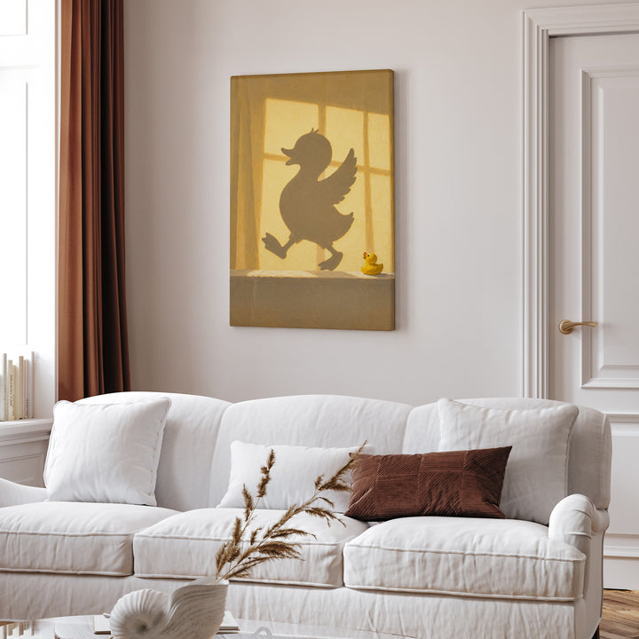 Gone Swimming – Bathroom Wall Art with a Sunlit Curtain and Cross Light – Canvas Wall Art