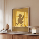 Gone Swimming – Bathroom Wall Art with a Sunlit Curtain and Cross Light – Framed Canvas Wall Art