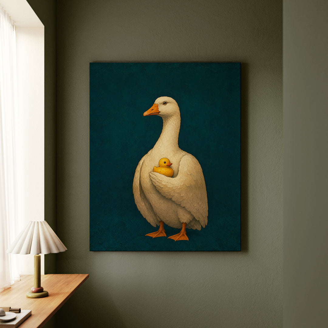 The Regent – Goose Wall Art with an Old Master Bust on Teal – Canvas Wall Art