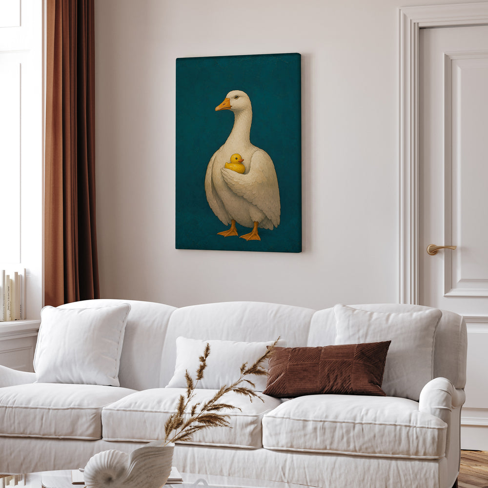 The Regent – Goose Wall Art with an Old Master Bust on Teal – Canvas Wall Art
