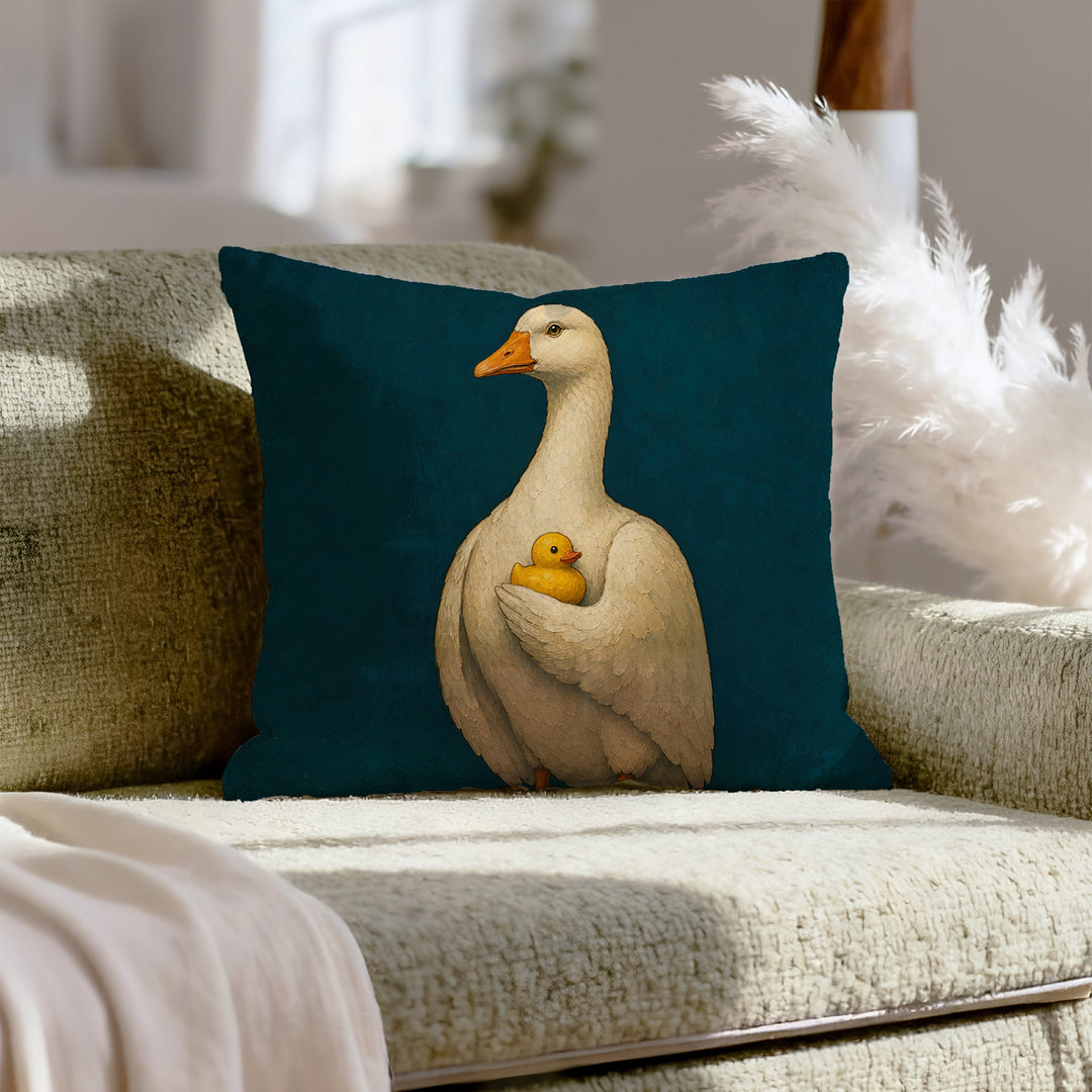 The Regent – Goose Decor with an Old Master Bust on Teal – Throw Pillow