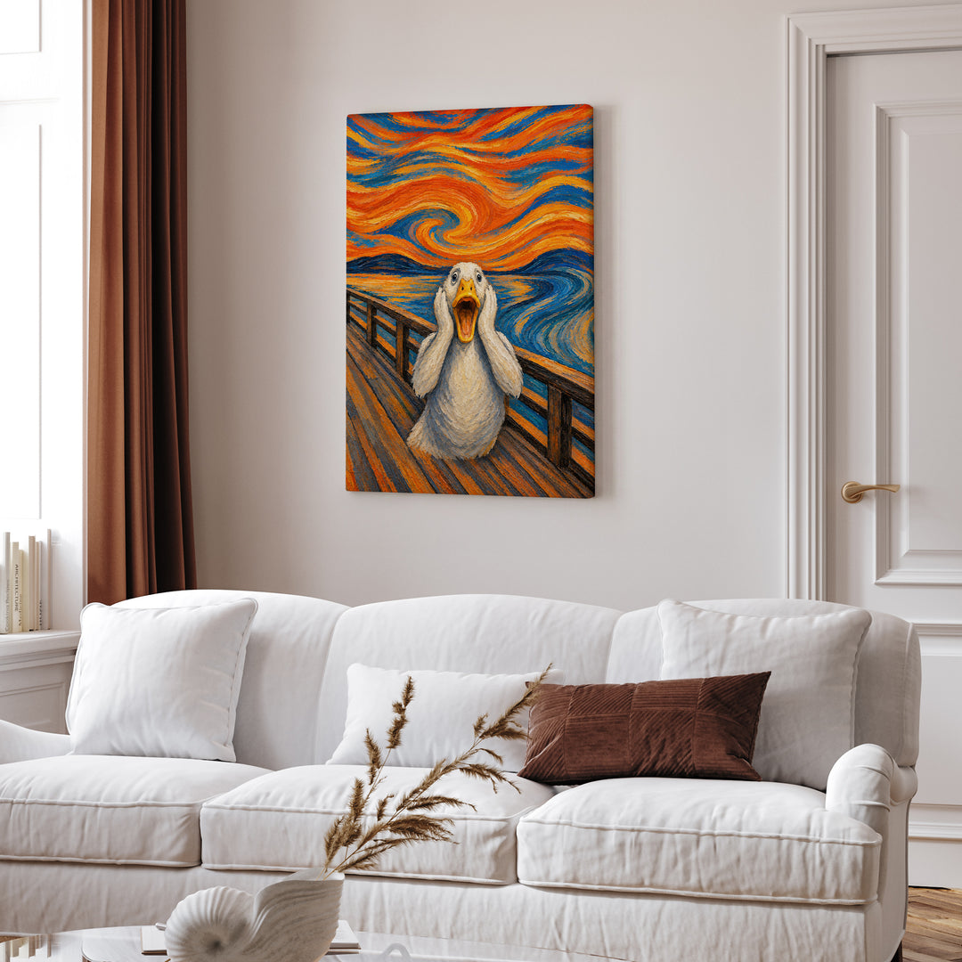 The Quack – Expressionist Art with a Swirling Orange Blue Sky – Canvas Wall Art