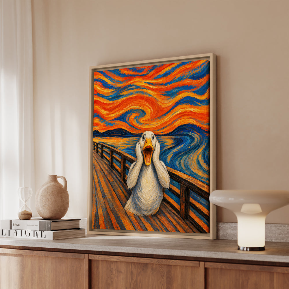 The Quack – Expressionist Art with a Swirling Orange Blue Sky – Canvas / Framed Canvas