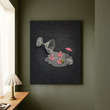 Happy Hour – Cocktail Wall Art with a Tipped Glass and Flamingos – Canvas Wall Art