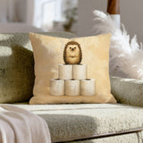 The Throne – Hedgehog Decor with a Pyramid of Five Paper Rolls – Throw Pillow