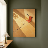 Evidence – Cat Bathroom Art with Wet Prints Across the Tiles – Canvas Wall Art