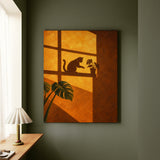 Gravity Check – Cat Wall Decor with an Amber Wall and Cross Light – Canvas Wall Art