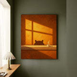 Second Sunrise – Capybara Wall Art with an Amber Wall and Warm Shadows – Canvas Wall Art