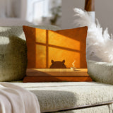 Second Sunrise – Capybara Decor with an Amber Wall and Warm Shadows – Throw Pillow