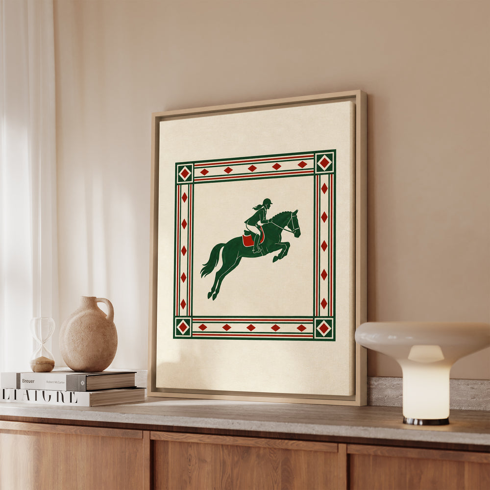 The Steeplechase – Equestrian Decor with an Elegant Silhouette Mid Jump – Canvas / Framed Canvas